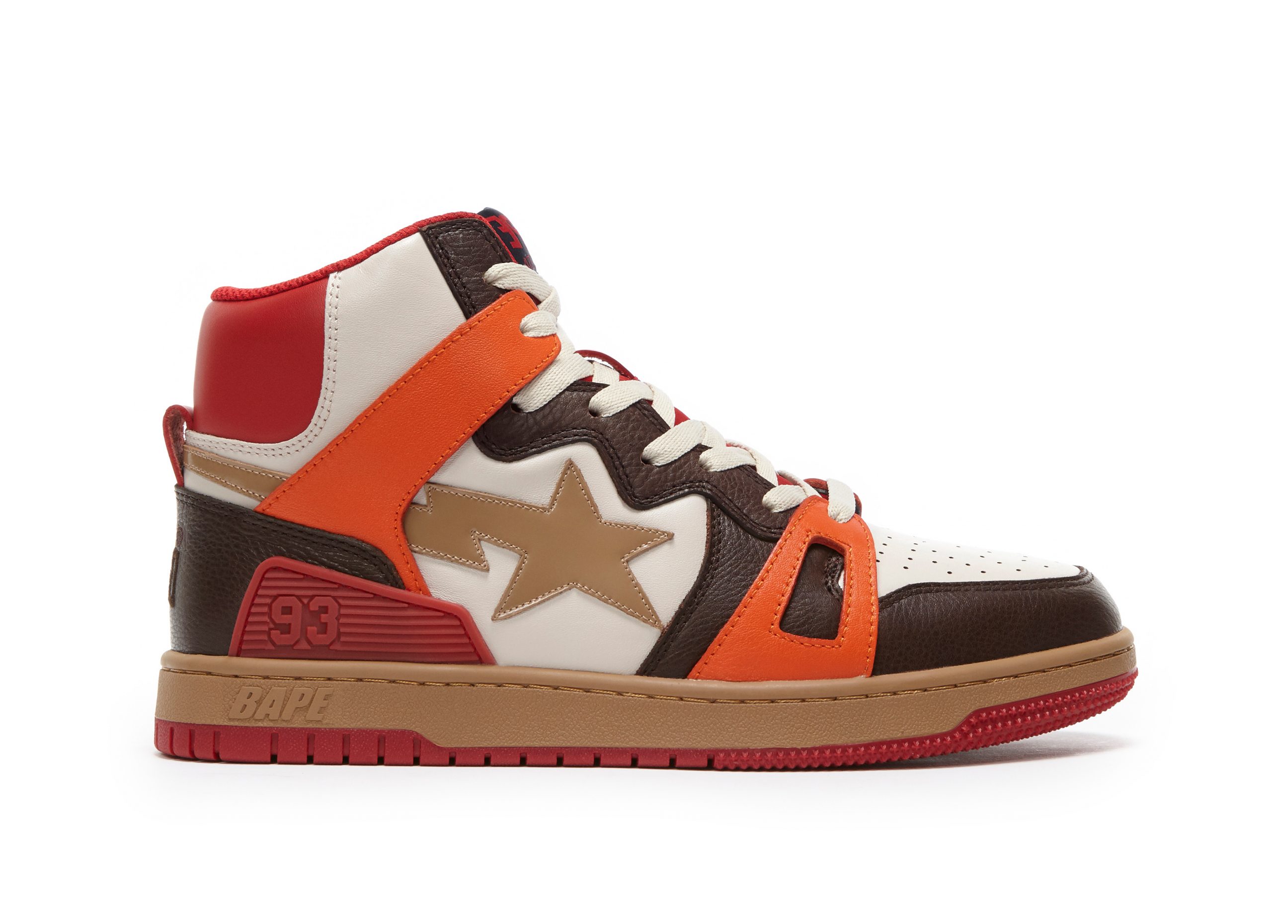 A BATHING APE BAPE STA 93 HI RED ORANGE LIGHT SAND