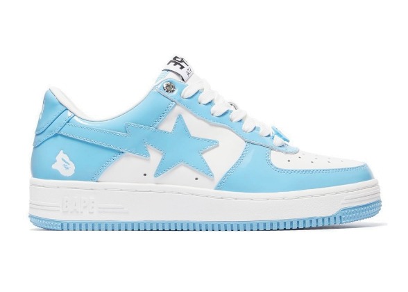 A BATHING APE BAPE STA PATENT LEATHER BLUE WHITE