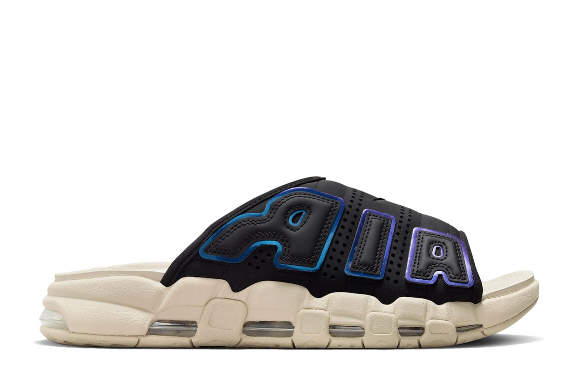 AIR MORE UPTEMPO SLIDE BLACK SANDDRIFT IRIDESCENT