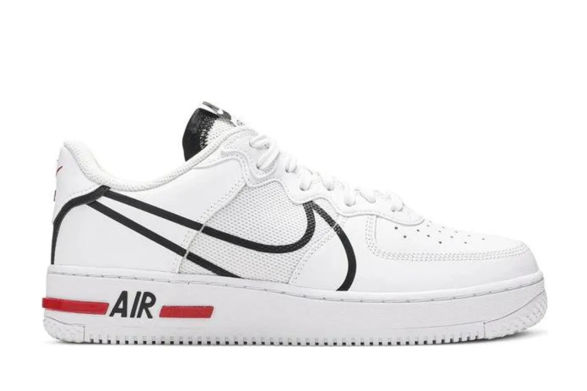 AIRFORCE 1 REACT WHITE BLACK RED