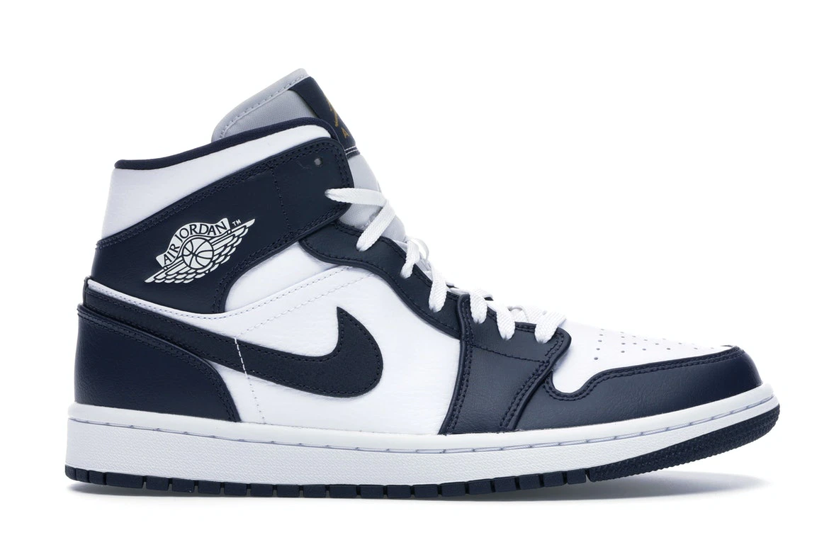 JORDAN 1 MID WHITE METALLIC GOLD OBSIDIAN